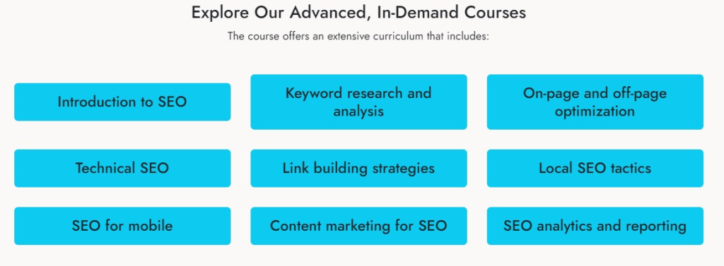 modules of seo courses in chandigarh